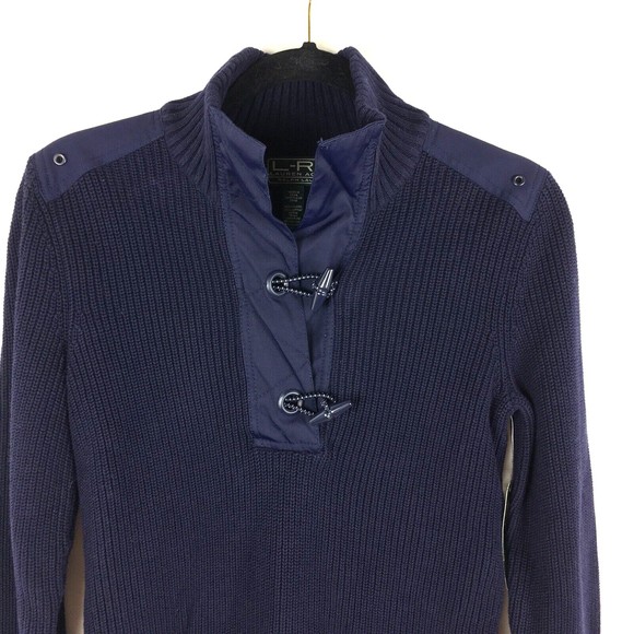 LRL Ralph Lauren Active Womens Navy Ribbed Sweater M Nautical Half Toggle Nwt - Picture 6 of 9